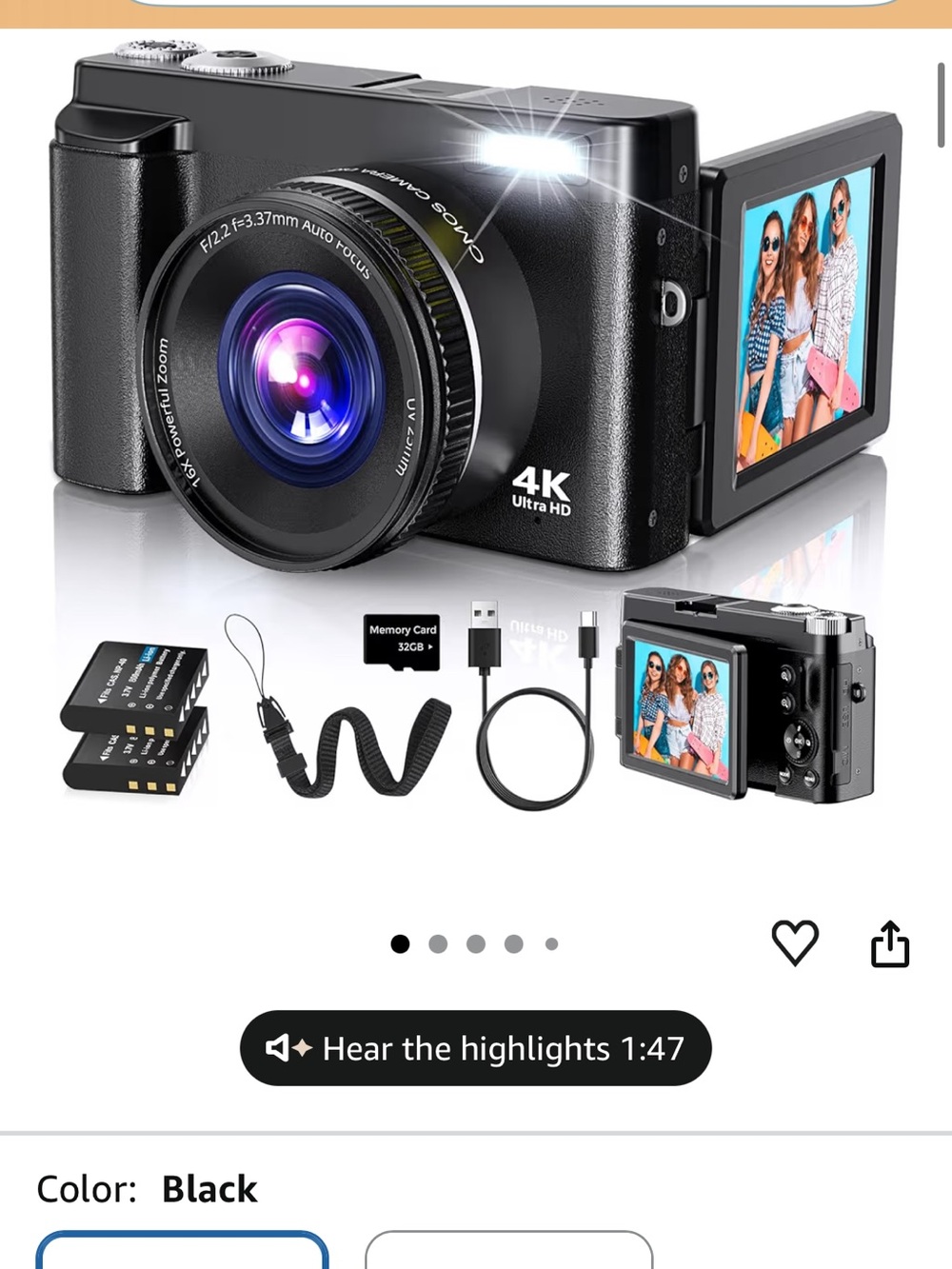 Brand new 4K Ultra HD Digital Camera - Black